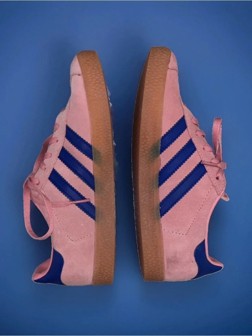 Womens Adidas Gazelle J Semi Pink Spark Lucid Blue Shoes Sneakers Size 4